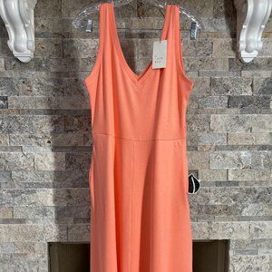 A NEW DAY  PEACH DRESS/78G38 SLEEVELESS, V-NECK , POCKETS, BALLET, RIB KNIT, LG